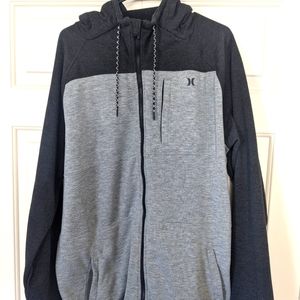 Hurley, (XL) black and gray zip up hoodie/jacket